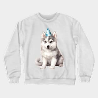 Birthday Siberian Husky Dog Crewneck Sweatshirt